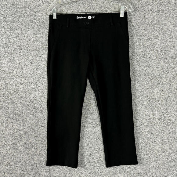 Betabrand Women's Size Medium Black Rayon Pull On Cropped Straight Leg Pants - Picture 1 of 10